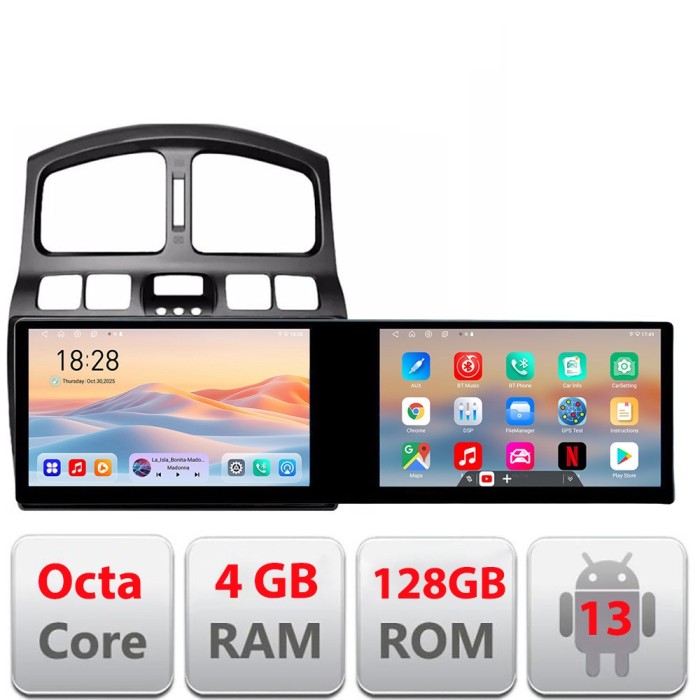 Navigatie Hyundai Santa Fe 2000-2006 Edotec 2 ecrane 8 core 4+128 21.6 inch Incell android Wifi 5Ghz gps internet C CarStore Technology
