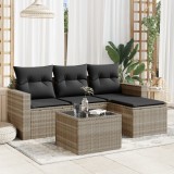 Cumpara ieftin Gossi set canapele de gradina cu perne, 5 piese gri deschis poliratan