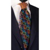 Cravata Matase Barbati, Model Unicat, Multicolor, Negru/Portocaliu, 148cm, Luxury, Made in Italy, Cutie Cadou