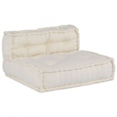 Sofa Modulara vidaXL pentru 4 Persoane cu Pouf Convertibil din ?esatura Crem foto