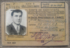 Carte de identitate CFR// Clasa I, 1947, ofiter activ foto