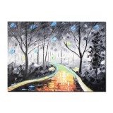 Tablou pictat manual, Magia culorilor, peisaj cu alee, 70x50cm ulei pe panza in cutit efect 3D, Spectaculos