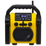 Radio de santier Adler, Bluetooth, rezistent la praf si apa, ceas, 10 W, Galben/Negru