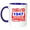 Cana maner albastru personalizata Fabricat in 1947 toate piesele sunt originale, INOVATIX&reg;. 330ml