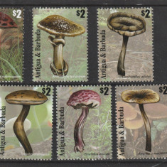 Antigua si Barbuda 2011-Flora,ciuperci,serie 6 valoru,dantelate,MNH,Mi.4890-4895