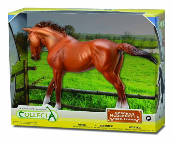 Figurina in cutie iapa thoroughbred chestnut pictata manual wb collecta