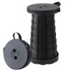 Scaun telescopic pliabil pentru camping si pescuit, flippy, portabil, universal, sustine 150 kg, abs, diametru 25 cm, extensibil, inaltime 45 cm, negr