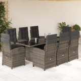 Cumpara ieftin Gossi set mobilier gradina cu perne, 9 piese, gri, poliratan