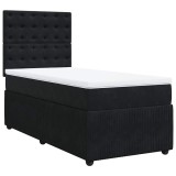 Cumpara ieftin Pat box spring cu saltea, negru, 80x200 cm, catifea
