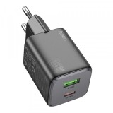Incarcator Retea HOCO N41, 20W, 3A, 1 x USB-A - 1 x USB-C, Negru