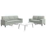 VidaXL Set de canapele cu perne, 2 piese, gri deschis, catifea