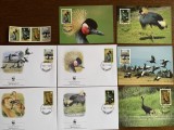 Gambia - pasari - serie 4 timbre MNH, 4 FDC, 4 maxime, fauna wwf