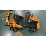 AIYAPLAY Kart Electric pentru Copii 12 V, Go Kart, 2 Motoare, Scaun Reglabil, Baterie litiu, Pornire Progresivă, Portocaliu | Aosom Romania