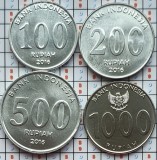 Set 4 monede Indonezia 100, 200, 500, 1000 Rupiah 2016 - km 71-74 - A023, Asia