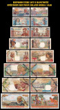 REPRODUCERI lot 8 bancnote Sp&eacute;cimen REUNION ISLAND seria 1946