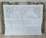 Fata de perna, Vintage din bumbac cu broderie florala, broderie pe fir tip grila