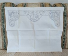 Fata de perna, Vintage din bumbac cu broderie florala, broderie pe fir tip grila