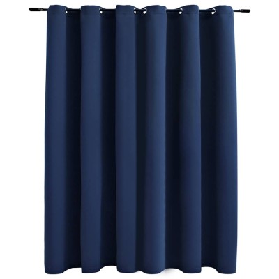 Draperie opaca cu inele metalice, albastru, 290 x 245 cm foto