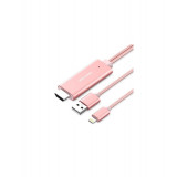 PREMIUM VENTION iPhone Lightning&nbsp;8pin la HDMI Cablu adaptor-Lungime 3 Metri-Culoare Roz