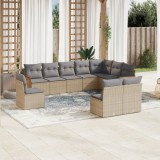 vidaXL Set canapele de grădină cu perne, 10 piese, bej, poliratan 3260155