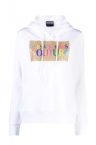Versace Jeans Couture Sweatshirt Damă Alb, Logo Glitter, Mărimea L