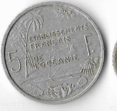 Moneda 5 francs 1952 - Oceania Franceza foto