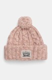 Levi&#039;s caciula din amestec de lana culoarea roz, din tricot gros, 000JM-0001