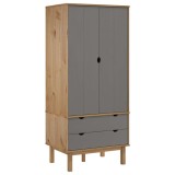 Cumpara ieftin Sifonier OTTA, maro si gri, 76,5x53x172 cm, lemn masiv pin