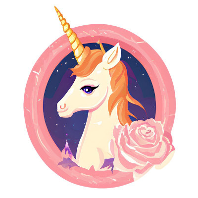 Sticker decorativ Unicorn, Roz, 71 cm, 7802ST foto