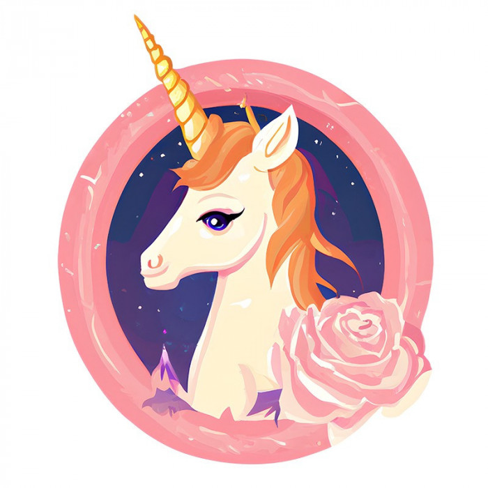 Sticker decorativ Unicorn, Roz, 71 cm, 7802ST