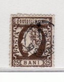 Romania 1871 Carol I cu barba 25 bani sepia stampilat, Regi