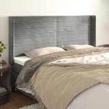 VidaXL Tăblie de pat cu aripioare gri deschis 163x16x118/128cm catifea 3119774