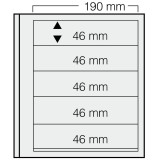 Set 5 folii pentru timbre, D-Blank 615PA, cu 5 buzunare de 46 x 190 mm