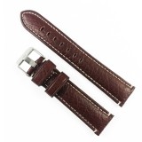 Cumpara ieftin Curea ceas piele naturala maro 20mm 22mm 24mm bizonata cusatura alba catarama clasica Time Veranda