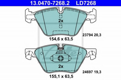 Set placute frana,frana disc BMW Seria 5 Touring (F11) (2010 - 2016) ATE 13.0470-7268.2 foto