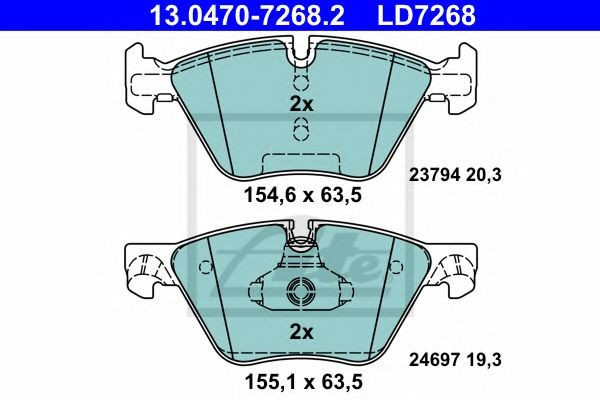 Set placute frana,frana disc BMW Seria 5 Touring (F11) (2010 - 2016) ATE 13.0470-7268.2