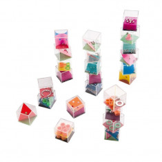 Set cu 24 de jocuri de inteligenta in forma de cub, cu bile in interior, cub 40 x 40 x 40 mm