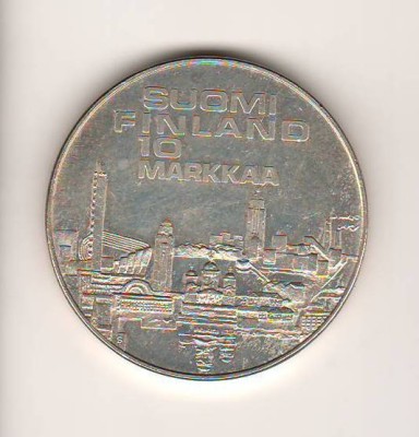 SV * Finlanda 10 MARKKA 1971 * ARGINT * AUNC+ foto