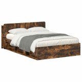vidaXL Cadru de pat cu depozitare Stejar fumuriu 140 x 200 cm 3433388