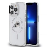 Husa pentru iPhone 15 Pro Max - Karl Lagerfeld IML MagSafe (KLHMP15XHLSKCH) - Metal Karl&amp;Choupette Heads