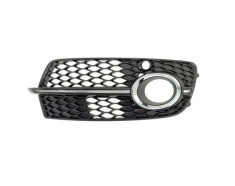 Grila bara protectie, spoiler Audi Q5 (8r), 09.2008-06.2012, model: S-Line, montare fata, stanga, cu rama crom, cu gauri senzori parcare (PDC); cu ga