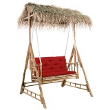 Cumpara ieftin Balansoar 2 locuri, frunze de palmier si perna, 202 cm, bambus