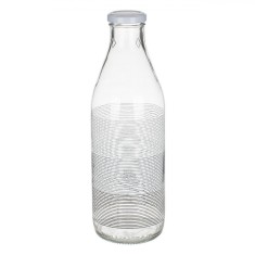 Sticlă cu Filet, Model Dungi, Capacitate 1L, Gri Alb, 27cm