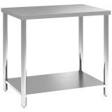 HOMCOM Masă de lucru pentru garaj din oțel inoxidabil, cu 2 rafturi, 100 kg, 90x60x86 cm, argintie | Aosom Romania