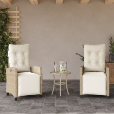 vidaXL Scaun de grădină rabatabil cu suport picioare,2 buc., poliratan 365244