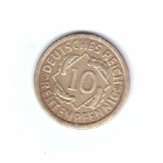 Moneda Germania 10 pfennig 1924 A, stare buna, curata