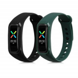 Set 2 Curele pentru Oppo Band Sport, Kwmobile, Negru/Verde, Silicon, 57437.03