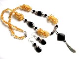 set colier si cercei cu onix si cispuri citrin 35202