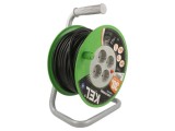 Prelungitor alimentare KEL 3x1,5mm2 bobinat cu 4 prize PVC negru