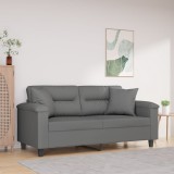 VidaXL Canapea cu 2 locuri, cu perne, gri, 140 cm, microfibră